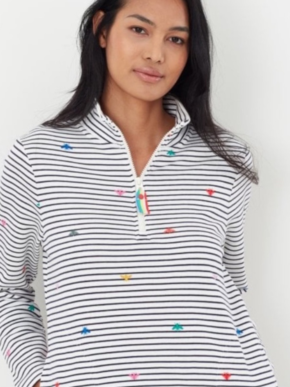 Joules Rainbow Bees Stripe Top with Pink Trim Size 12